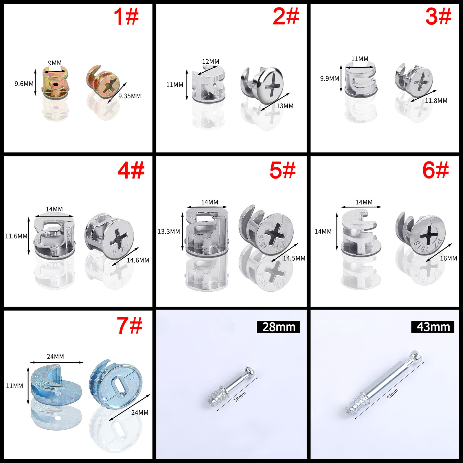 Furniture Joinery Hardware - 50 قطعة 10/11/12/14/15/18/25 مللي متر سماكة